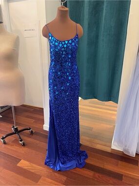 Rachel Allen Mirror Beaded Dress with Slit